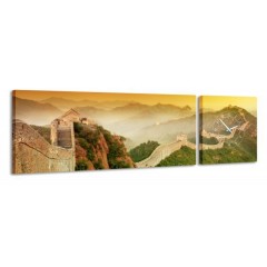2-dielny obraz s hodinami, Čínsky múr, 158x46cm