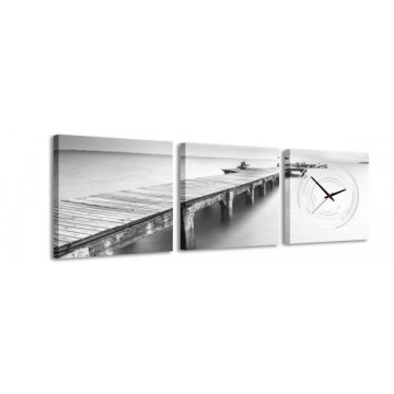3-dielny obraz s hodinami, Bridge to Nowhere, 30x105cm 3-dielny obraz s hodinami, Bridge to Nowhere, 30x105cm