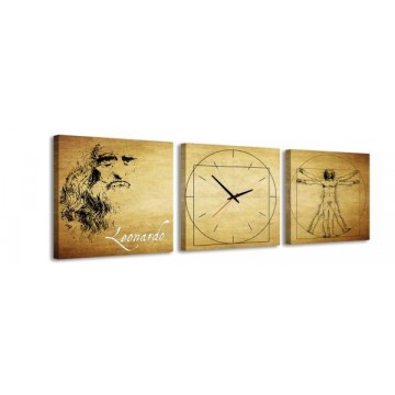 3-dielny obraz s hodinami, Leonardo, 35x105cm