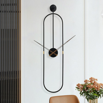 Štýlové oválne hodiny O8800 (90 cm) – Čierny kovový minimalizmus
