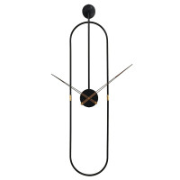 Štýlové oválne hodiny O8800 (90 cm) – Čierny kovový minimalizmus