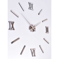 3D nalepovacie hodiny DIY HAPI, 80-100 cm, strieborné