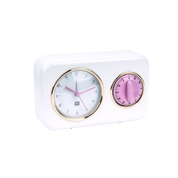 Kuchynské hodiny s časovačom Present Time Nostalgia, PT2970WH, 17cm