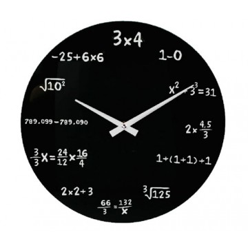 Matematické hodiny sklenené 35cm