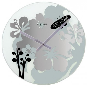 Hodiny na stenu HIBISCUS Black Nextime 43cm