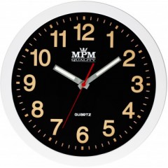 Nástenné hodiny MPM, 3104.9000 - čierna/biela, 30cm