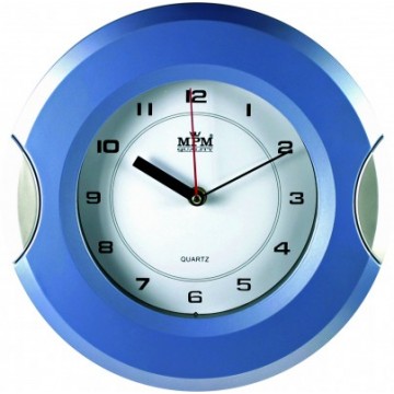 Nástenné hodiny MPM, 2506.3170 - modrá svetlá/strieborná, 27cm