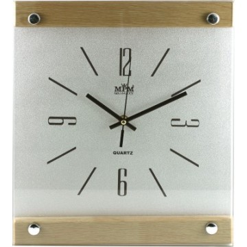 Nástenné hodiny MPM, 2511.7051 - strieborná/hnedá svetlá, 32cm