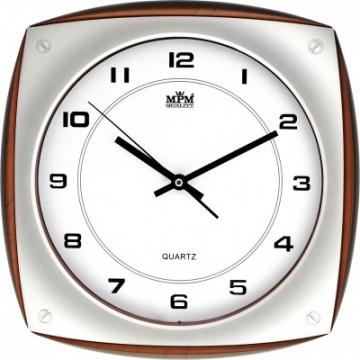 Nástenné hodiny MPM, 2798.7052 - strieborná/hnedá tmavá, 33cm
