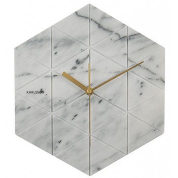 Nástenné hodiny KA5591WH, Karlsson, Marble Hexagon, 29cm