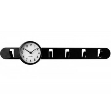 Nástenný vešiak s hodinami Balvi Clock In čierny