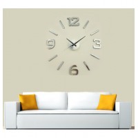 Nalepovacie nástenné hodiny, HM02S, strieborné, 60cm