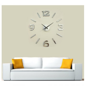 Nalepovacie nástenné hodiny, HM02S, strieborné, 60cm Nalepovacie nástenné hodiny, HM02S, strieborné, 60cm