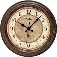 Rádiom riadené nástenné hodiny AMS 5544 (28 cm) - retro s patinou