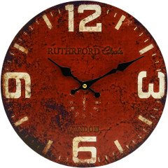 Drevené nástenné hodiny london FaC001, červené 30cm 