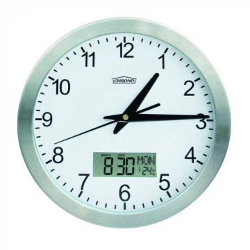 Nástenné hodiny s teplomerom a dátumom, Chrono, 25 cm Nástenné hodiny s teplomerom a dátumom, Chrono, 25 cm