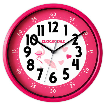 Ružové detské nástenné hodiny flamingo CLOCKODILE CCS3002
