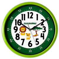 Zelené detské nástenné hodiny lev a mláďa CLOCKODILE CCS3001