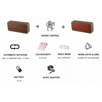 Digitálny LED budík MPM s dátumom a teplomerom C02.3565.50 RED, Digitálny LED budík MPM s dátumom a teplomerom C02.3565.50 RED,