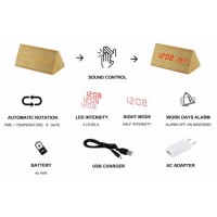 Digitálny LED budík s dátumom a teplomerom EuB8465 RED WH, 15cm