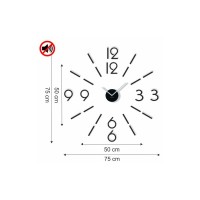 3D Nalepovacie hodiny DIY Admirable Sweep z54g-1, čierne 50-75cm
