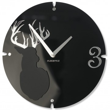 Nástenné akrylové hodiny Jeleň Flex z66d-1, 30 cm, čierne matné
