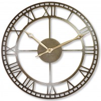 Nástenné kovové hodiny Vintage Retro staré zlato Flex z21a, 50 cm