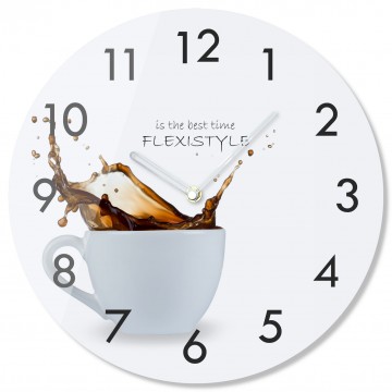 Nástenné sklenené hodiny Káva 2 z63b s-2-x, 30 cm