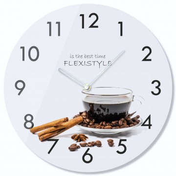 Nástenné sklenené hodiny Káva so škoricou 3 z63c s-2-x, 30 cm