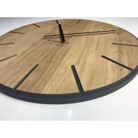 Masívne drevené hodiny FlexiStyle Wood art Flex (60 cm) – Prírodný dub a čierny HDF