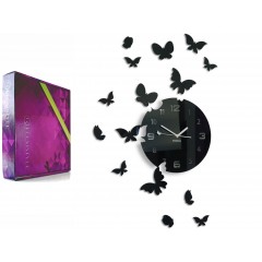 Nástenné hodiny Motýle z4g, 30 cm čierna