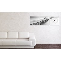 3-dielny obraz s hodinami, Bridge to Nowhere, 30x105cm