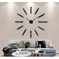 3D Nalepovacie hodiny DIY Clock BIG Twelve L Got70c1k, čierne 80-120cm