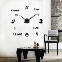 3D Nalepovacie hodiny DIY Clock Cladding XL006bk, čierne 120cm