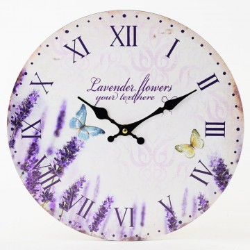 Nástenné hodiny, Flor0138, Lavender, 34cm Nástenné hodiny, Flor0138, Lavender, 34cm