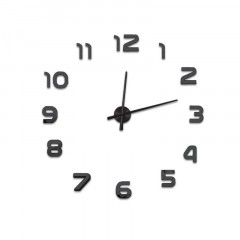 3D Nalepovacie hodiny DIY Clock Evevo 8233XL, čierne 90-130cm