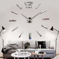 3D Nalepovacie hodiny DIY Clock BIG Time L, Silver 80-130cm