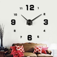 3D Nalepovacie hodiny Clock BIG 3-12 XL, čierne 90-130cm