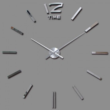 3D Nalepovacie hodiny DIY Clock BIG Time XL, Silver 90-130cm 3D Nalepovacie hodiny DIY Clock BIG Time XL, Silver 90-130cm