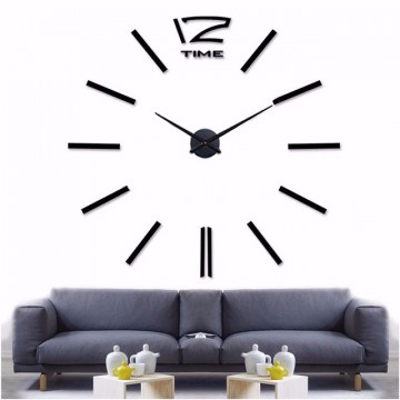 3D Nalepovacie hodiny DIY Clock 12 Time Black L 80-120cm