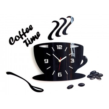 Nástenné hodiny DIY, Coffee Time Black, 64x43cm Nástenné hodiny DIY, Coffee Time Black, 64x43cm