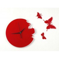 Nástenné hodiny BUTTERFLY DIY, červené