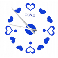 3D Nalepovacie hodiny DIY Clock Love, modré 80-130cm