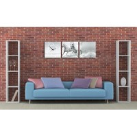 3-dielny obraz s hodinami, Kone, 35x105cm 3-dielny obraz s hodinami, Kone, 35x105cm