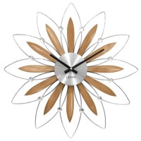 Drevené strieborné hodiny Lavvu Crystal Flower LCT1112, 50cm