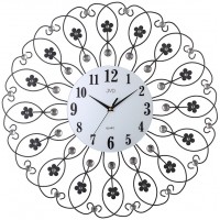 Nástenné hodiny JVD Design (60 cm) s kovovými kvietkami a kryštálmi Nástenné hodiny JVD Design (60 cm) s kovovými kvietkami a kryštálmi