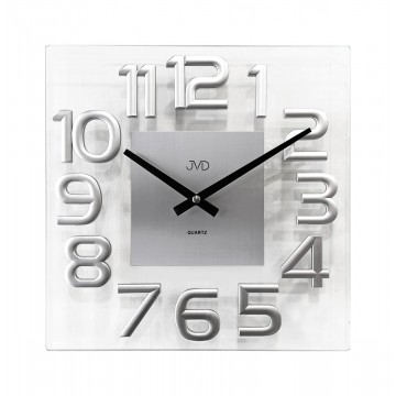 Nástenné sklenené hodiny JVD HT110.1, 32cm strieborná