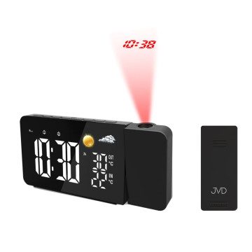 Rádiom riadená meteorologická stanica s budíkom JVD SB3211.1, čierna Rádiom riadená meteorologická stanica s budíkom JVD SB3211.1, čierna