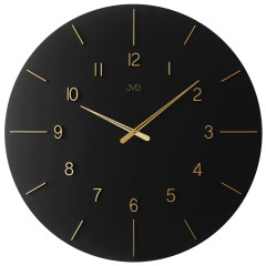 Nástenné hodiny JVD HC701.2 – XXL rozmer s čiernym drevom a zlatými detailmi (70 cm)