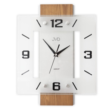 Drevené sklenené tiché hodiny JVD NS22016/11, 35cm